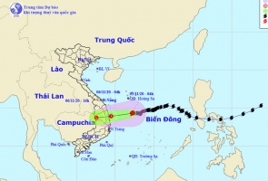 Từ hôm nay 5-11, bão số 10 gây mưa rất to từ Quảng Nam đến Bình Định